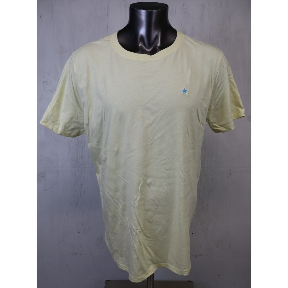 Jared Lang Mens‎ Size XL T Shirt Yellow Short Sleeve Star Logo Peruvian Cotton